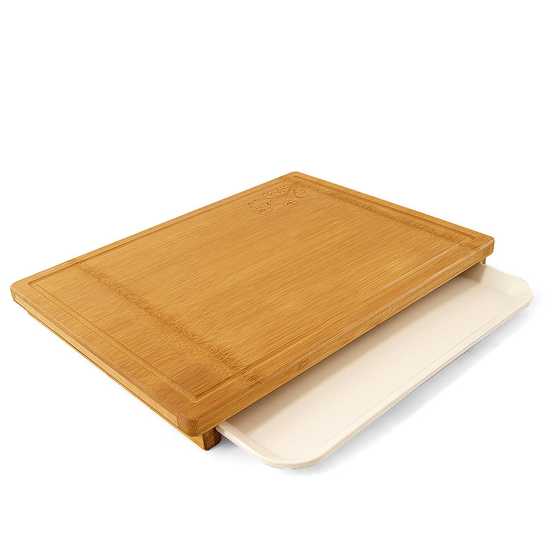 Bamboo Cutting Board With Tray Containers